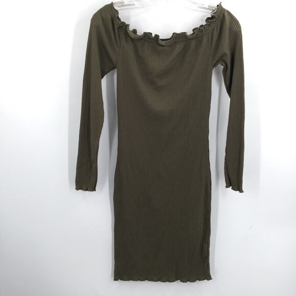 Vero Moda Women's Rib Off-The-Shoulder Bodycon Dress Ivy Green Size Medium NWT - Picture 4 of 8